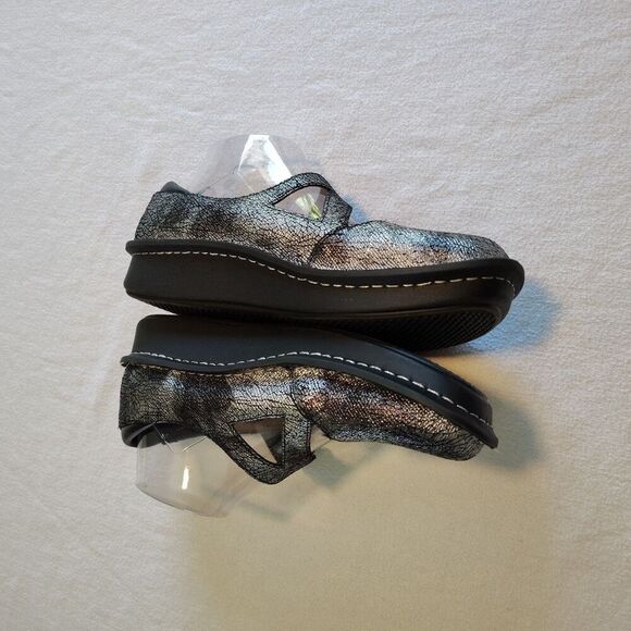 Alegria Silver Black Pewter Mary Jane Shoes Comfort Nurse Women’s 39W US 8.5-9 - Picture 4 of 9